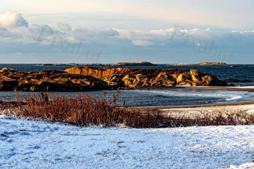 winter beach skies
